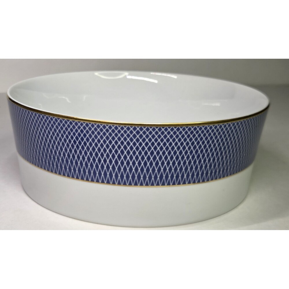 Block Spal Blue Skies Large Round Vegetable Serving Bowl Dish 7 5/8" Gold